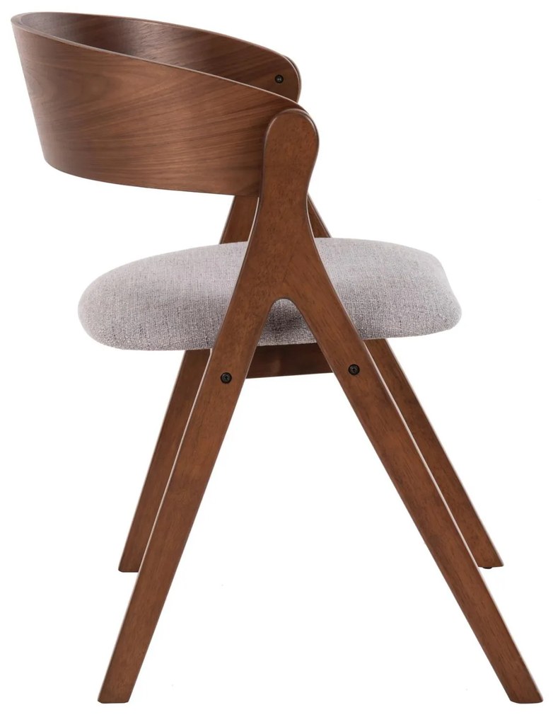 Καρέκλα NEKKER Rubberwood Καρυδί και Γκρί ύφασμα 56x55x78Yεκ. 2αδα 56x55x78 εκ.