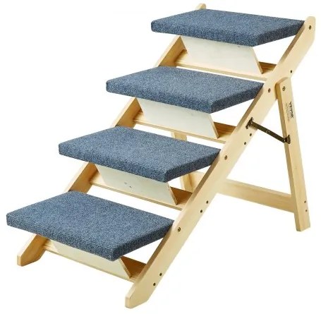 VEVOR  Wooden Pet Stairs/Pet Step with 4 Steps 2-in-1 Foldable Dog Stair 150 lbs