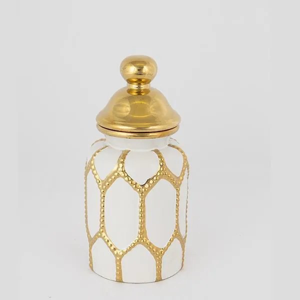ΒΑΖΟ ΜΕ ΚΑΠΑΚΙ ΚΕΡΑΜΙΚΟ ΛΕΥΚΟ - ΧΡΥΣΟ 12.5x26cm|752-20104