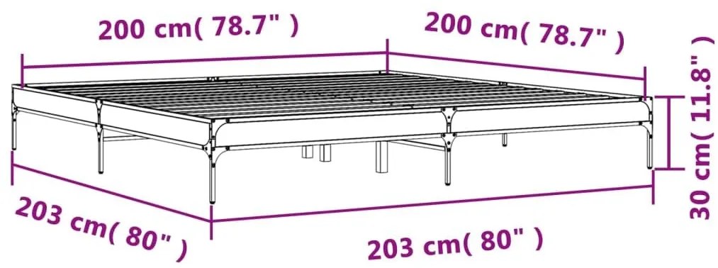 Πλαίσιο Κρεβατιού Sonoma Δρυς 200x200 εκ. Επεξ. Ξύλο &amp; Μέταλλο - Καφέ