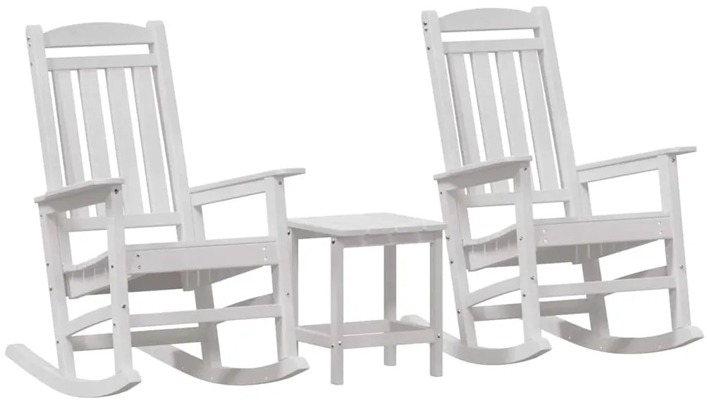 vidaXL Κουνιστή καρέκλα 3 pcs Λευκό Πολυαιθυλένιο