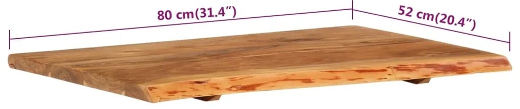 vidaXL Πάγκος Μπάνιου 80x52x2,5 εκ. από Μασίφ Ξύλο Ακακίας