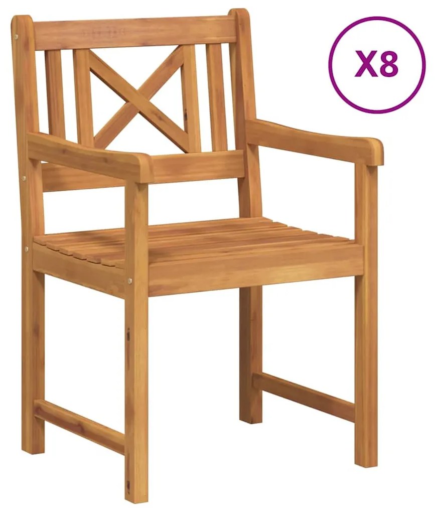 vidaXL Καρέκλες κήπου  8 τμχ 56x55.5x90 εκ από μασίφ ξύλο ακακίας