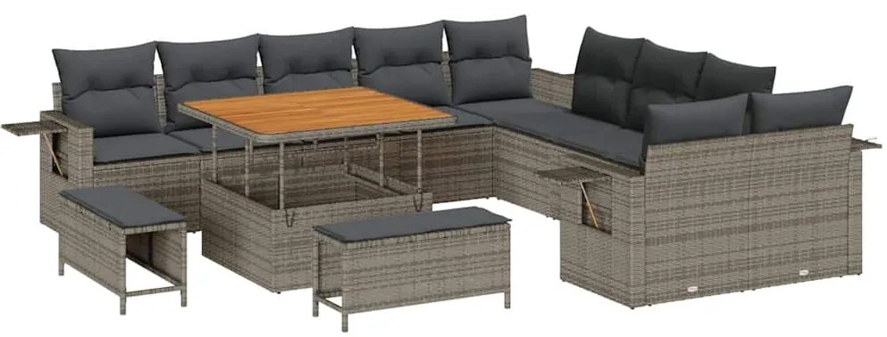 vidaXL Σετ Καναπέ Κήπου 13 pcs Γκρι συνθετικό ρατάν