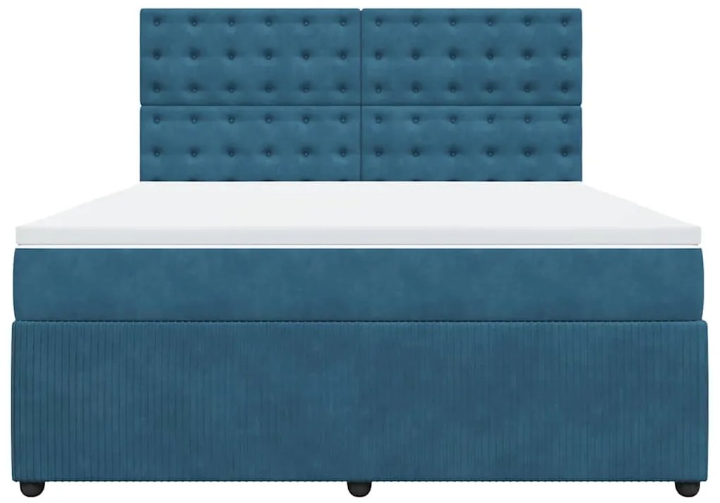 vidaXL Κρεβάτι Boxspring με Στρώμα Μπλε 180x200 εκ. Βελούδινο