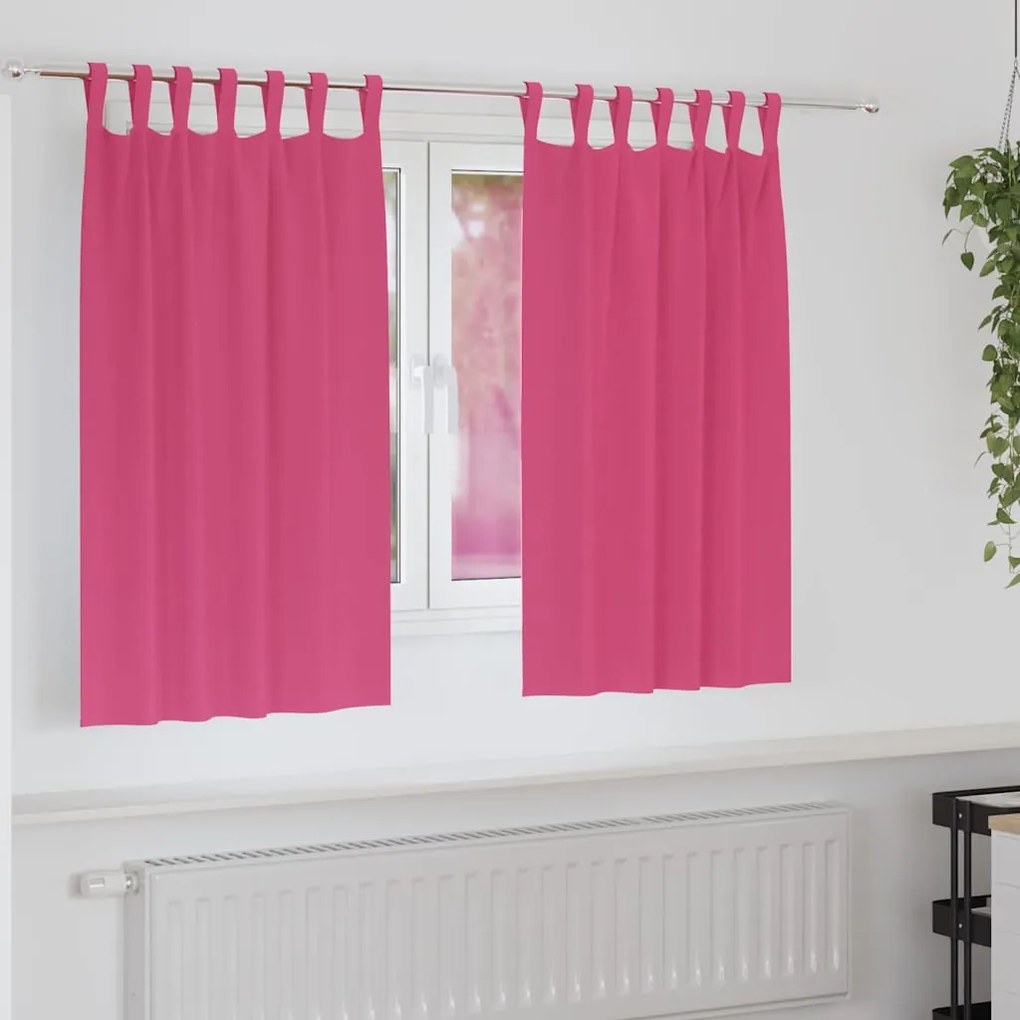 vidaXL Κουρτίνες με κουρτίνες 2 pcs Φωτεινό Ροζ 140x140cm Πολυεστέρας