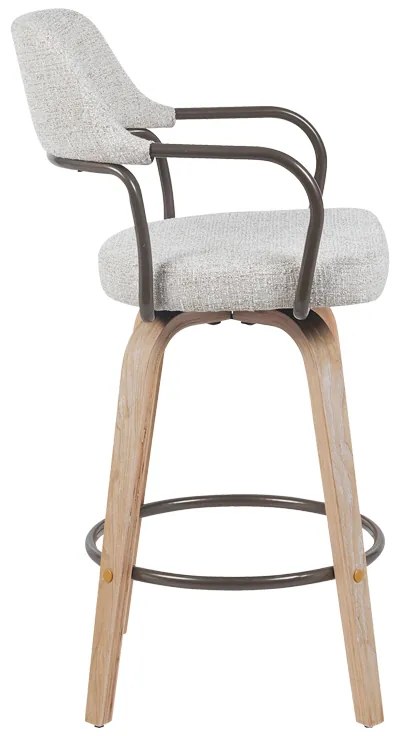 Σκαμπό μπαρ Tertia pakoworld περιστρεφόμενο μεσαίου μεγέθους μέταλλο-ξύλο με ύφασμα σε μπεζ-καφέ απόχρωση 54x52x98εκ