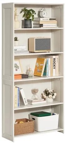 VEVOR 5 Tiers Wide Bookshelf 68" Wooden Freestanding Open Bookcase Shelf White