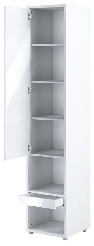 Σετ επίπλων Concept Pro Lenart AH145, Γυαλιστερό λευκό, Άσπρο, Πλαστικοποιημένη μοριοσανίδα, Τάβλες για Κρεβάτι, 90x200, Μονόκλινο, Με συρτάρια, Με πόρτες