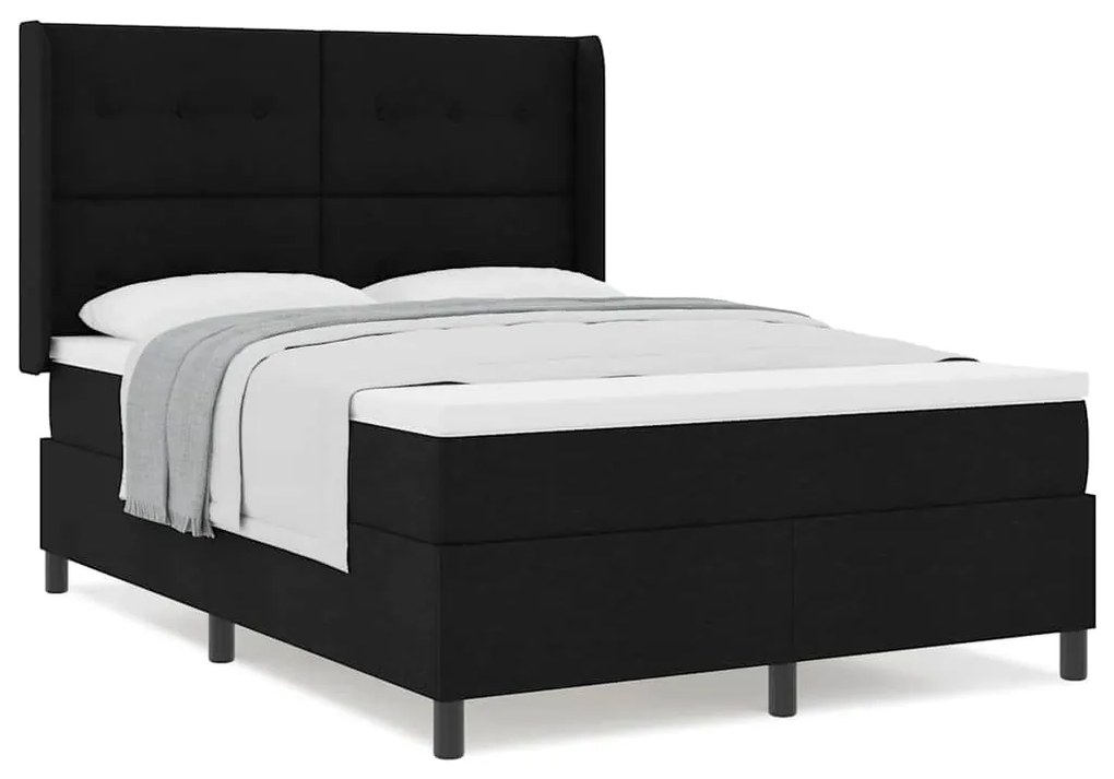 vidaXL Κρεβάτι με ελατήρια με στρώμα Μαύρο 140 x 200 cm ύφασμα