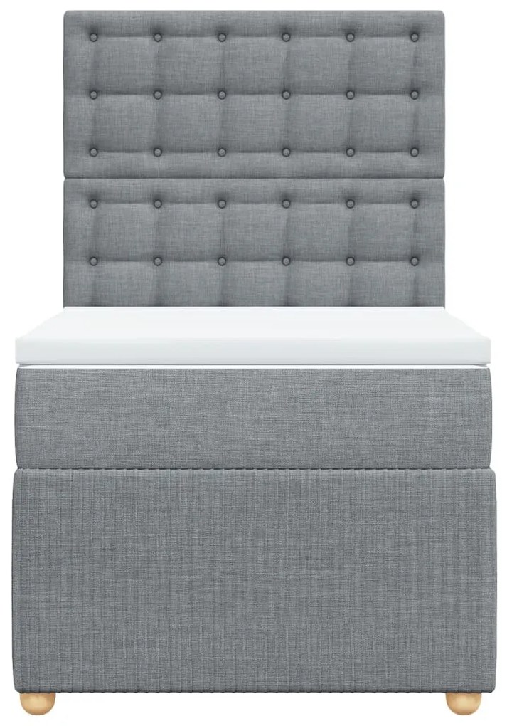 vidaXL Κρεβάτι Boxspring με Στρώμα Ανοιχτό Γκρι 100x200 εκ. Υφασμάτινο