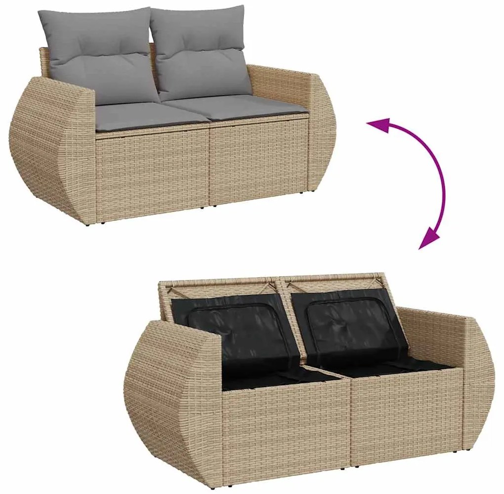 vidaXL Σαλόνι Κήπου Σετ 8 τεμ. Μπεζ Συνθετικό Ρατάν με Μαξιλάρια