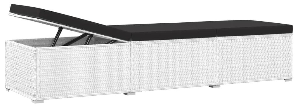 vidaXL Ξαπλώστρα Λευκή από Συνθετικό Ρατάν με Μαξιλάρι / Τραπεζάκι