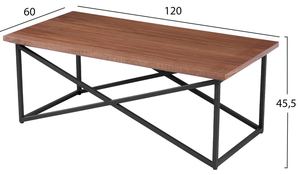 ΤΡΑΠΕΖΙ ΣΑΛΟΝΙΟΥ HM9469.02 MDF ΜΕ ΚΑΠΛΑΜΑ ΑΠΟ ΞΥΛΟ ΦΡΑΞΟΥ 120x60x45,5Yεκ.