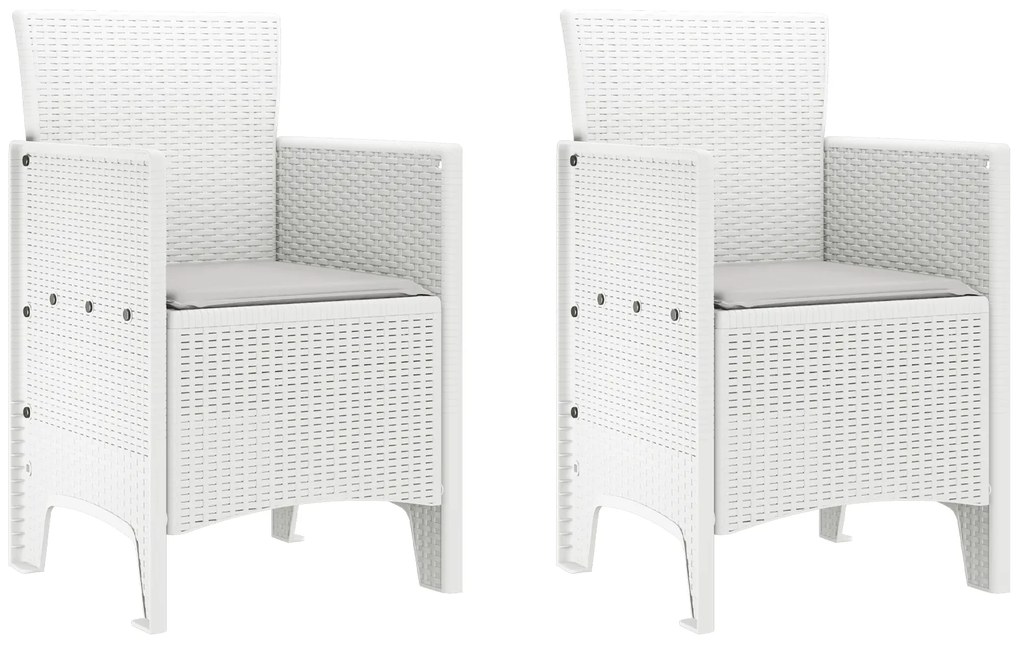 vidaXL Καρέκλα Κήπου 2 pcs Λευκό 53 x 49 x 85 εκ. PP