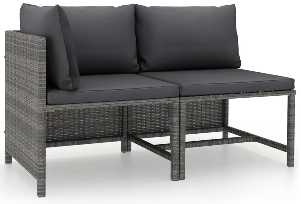 vidaXL Σαλόνι Κήπου 2 Τεμαχίων Γκρι από Συνθετικό Ρατάν με Μαξιλάρια