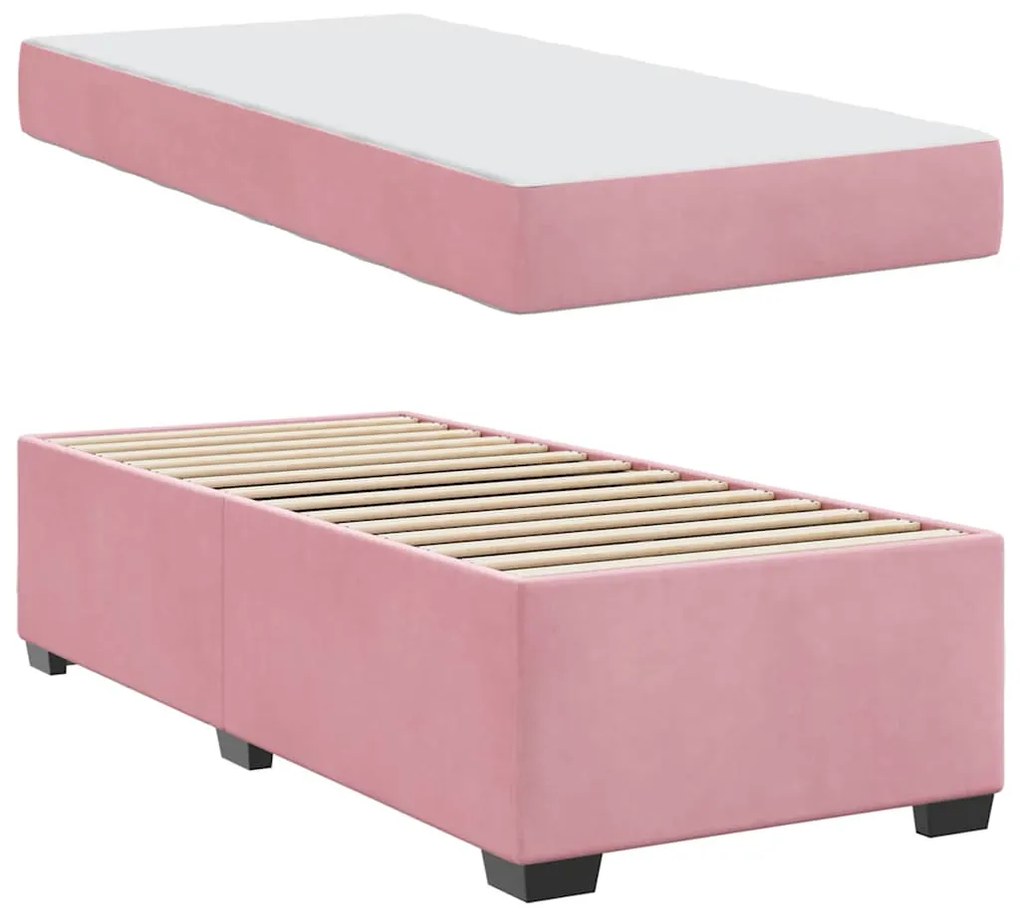 vidaXL Σκελετός Κρεβατιού με στρώμα Ροζ 100 x 200 cm ύφασμα