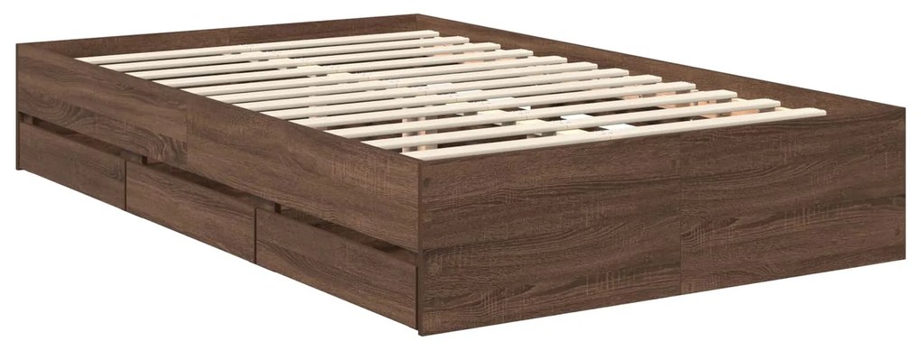 vidaXL Σκελετός Κρεβατιού Καφέ δρυς 120 x 200 cm Μηχανήματος Ξύλο
