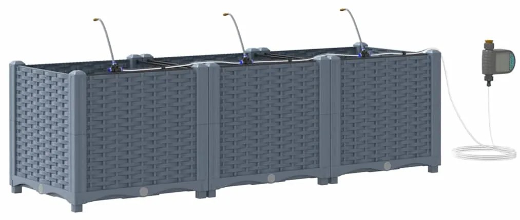 vidaXL Ζαρντινιέρες κήπου Ανοιχτό γκρι 120 x 40 x 37.5 cm Ατσάλι