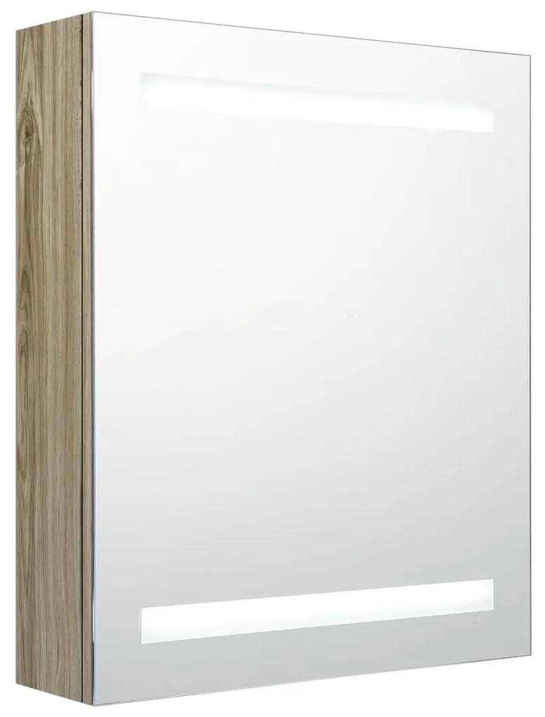 vidaXL Καθρέφτης Μπάνιου με Ντουλάπι / LED Δρυς 50 x 14 x 60 εκ.