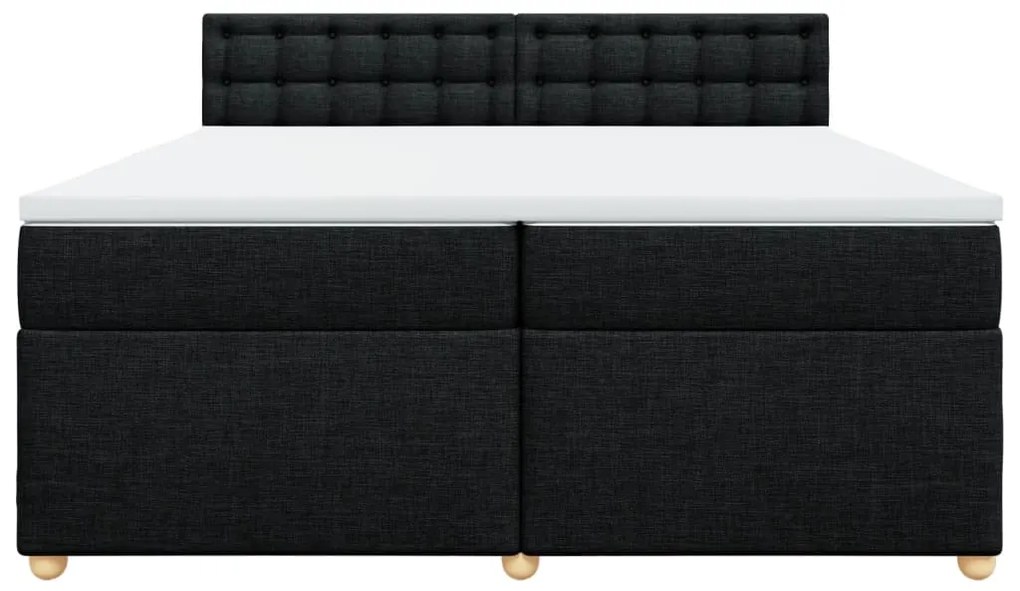 vidaXL Κρεβάτι Boxspring με Στρώμα Μαύρο 200x200 εκ. Υφασμάτινο