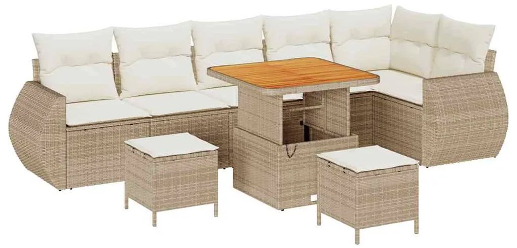 vidaXL Σετ Καναπέ Κήπου 9 pcs Μπεζ συνθετικό ρατάν
