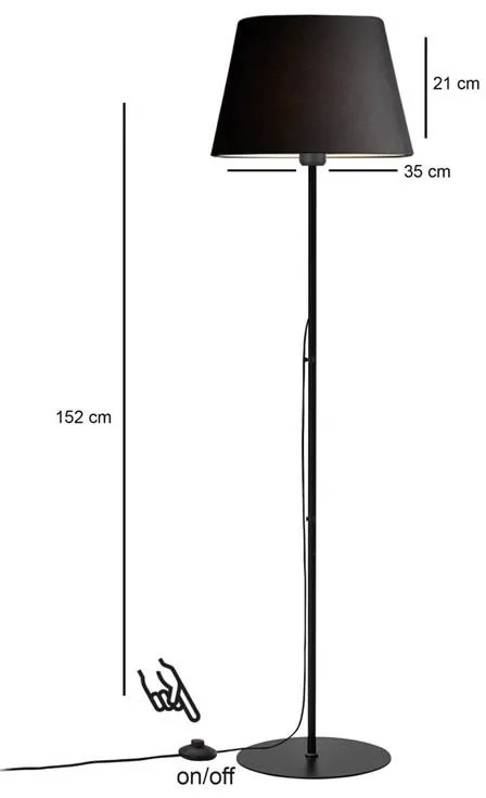 Φωτιστικό δαπέδου Lumider Ε27 μέταλλο-ύφασμα μαύρο Φ35x152εκ 35x21x152 εκ.