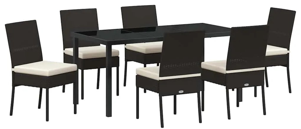 vidaXL Σέτ φαγητού για κήπο 7 pcs Μαύρο Χάλυβας με επίστρωση πούδρας