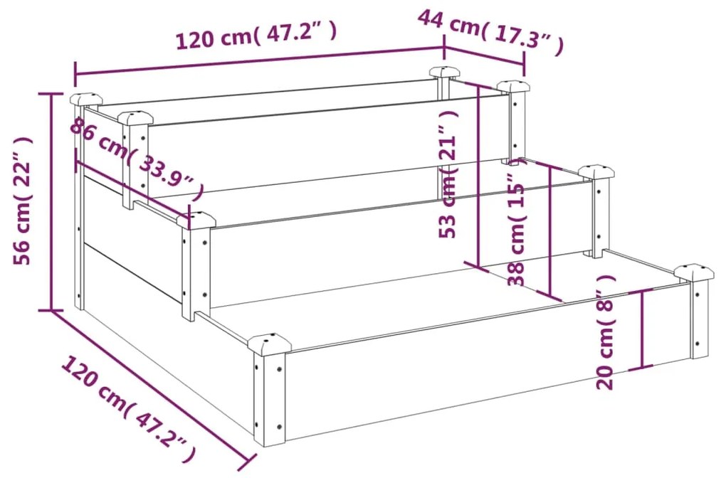 ΖΑΡΝΤΙΝΙΕΡΑ ΥΠΕΡΥΨΩΜΕΝΗ 120 X 120 X 56 ΕΚ. ΜΑΣΙΦ ΞΥΛΟ ΑΚΑΚΙΑΣ 364304