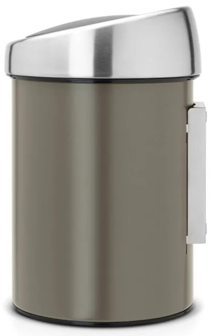 Brabantia Touch Bin 647215, 3 L, Ομαλό και αθόρυβο άνοιγμα, Επίτοιχη τοποθέτηση, Γκρι