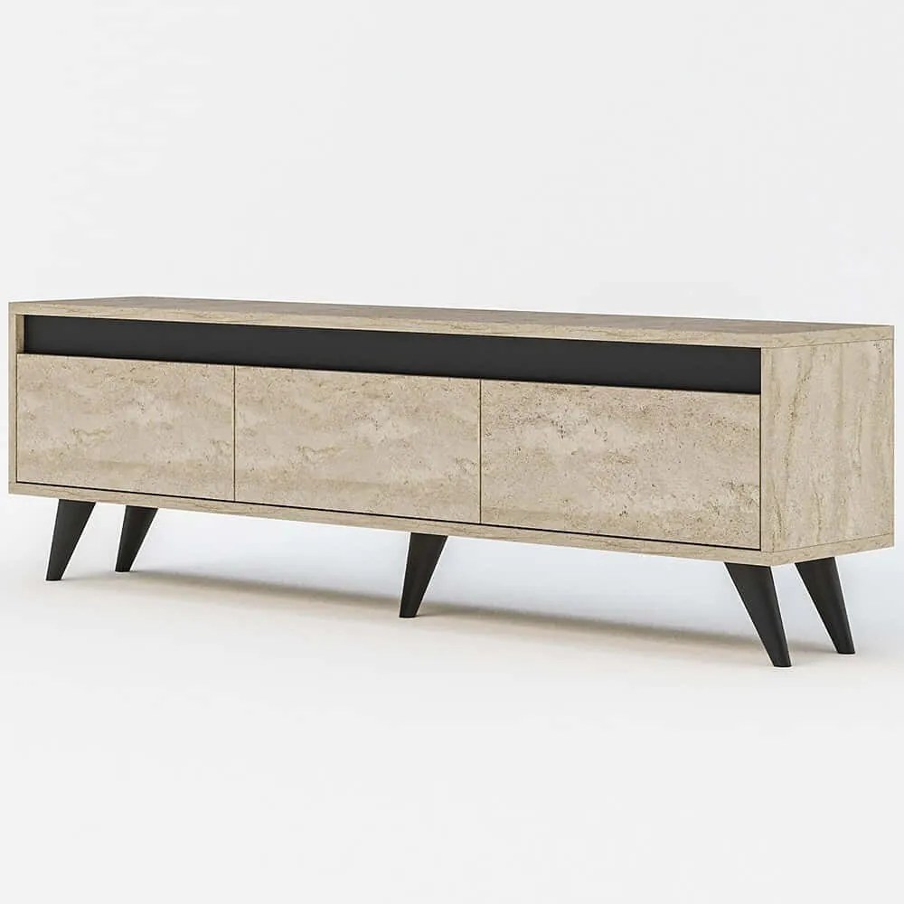 Έπιπλο Tηλεόρασης Century 327ODS1254 150x29,6x45cm Travertine Beige-Anthracite