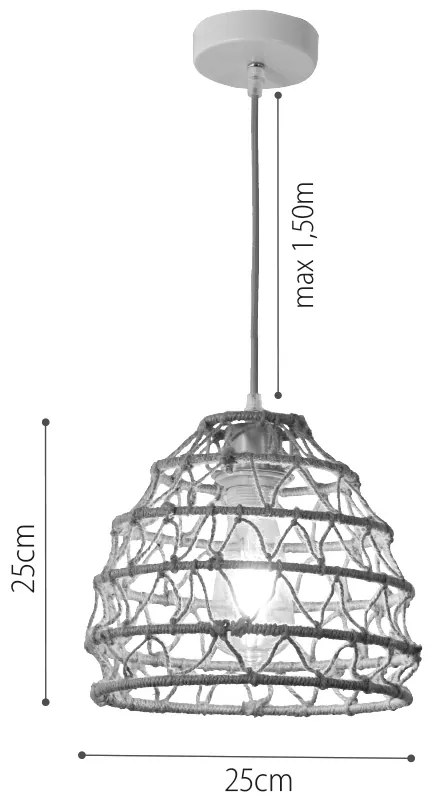 Κρεμαστό Φωτιστικό από σχοινί 1xE27 D:25cm (4047-B) - 4047-B - 4047-B