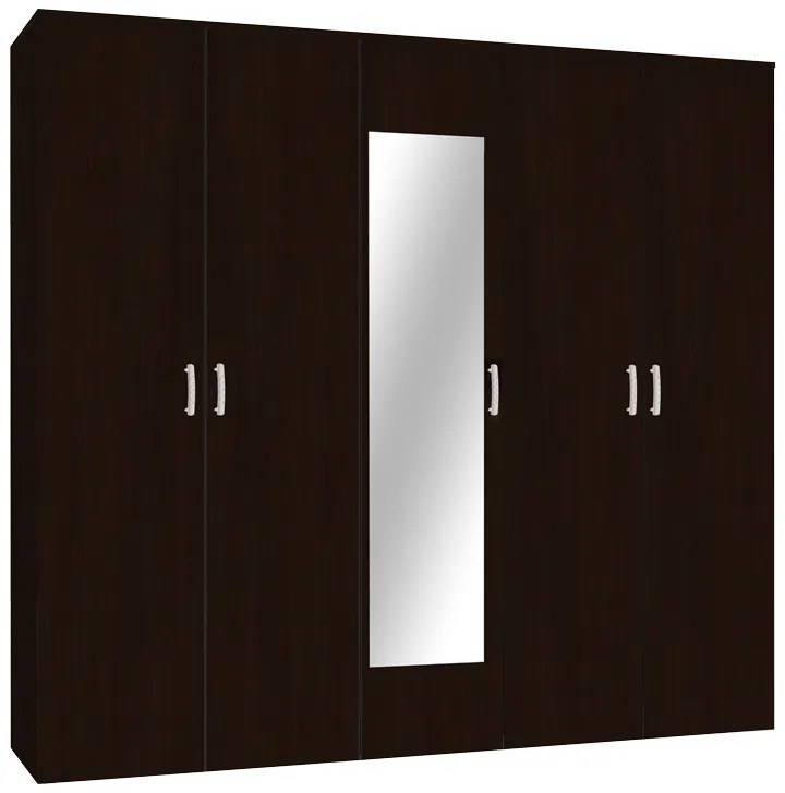 Intrahome Ντουλάπα πεντάφυλλη με καθρέφτη Luna Intrahome σε wenge απόχρωση 220x52x200εκ | SKU: INTRAPA-472111160