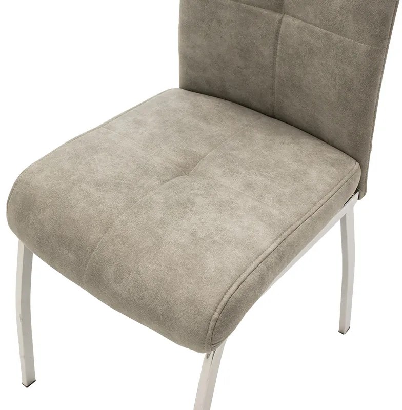 Καρέκλα Ariadne pakoworld PU γκρι-πόδι χρωμίου - Τεχνόδερμα - 029-000072