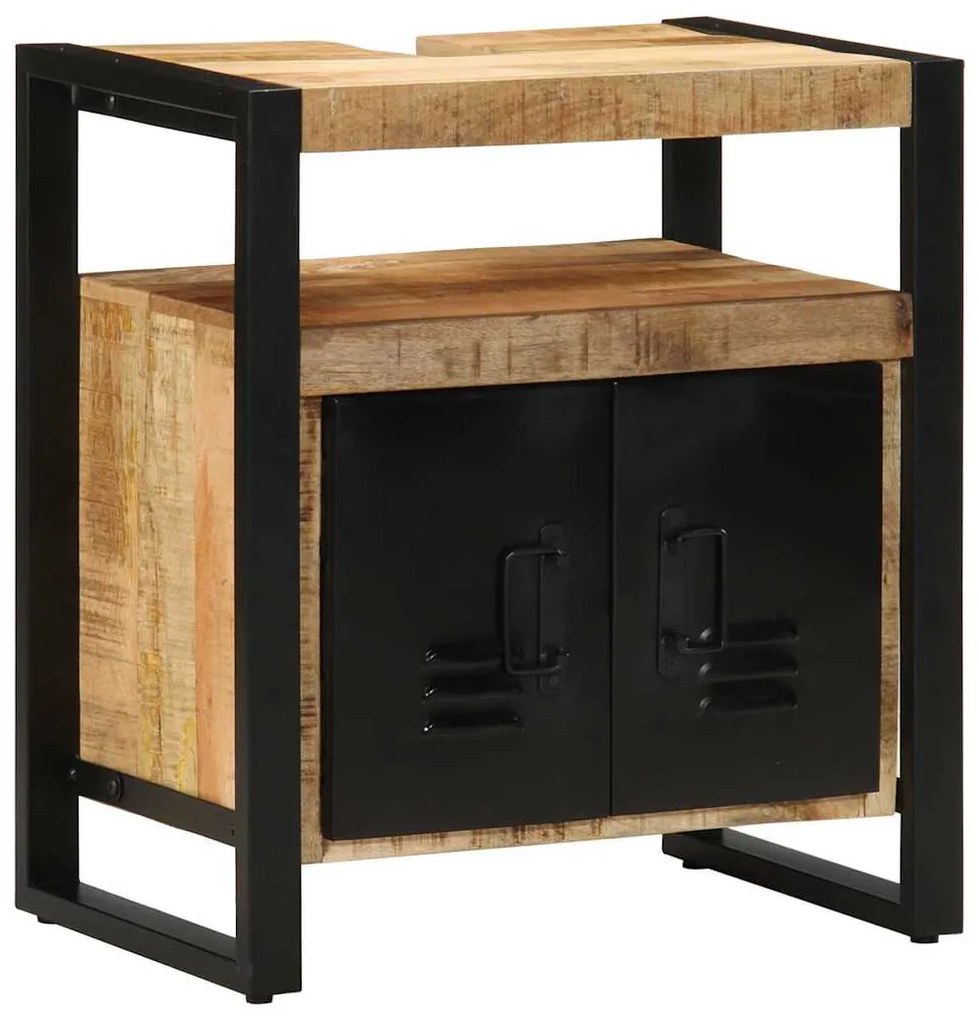 vidaXL Σετ Επίπλων Μπάνιου 4 pcs Καφέ και Μαύρο Στερεό ξύλο μάνγκο