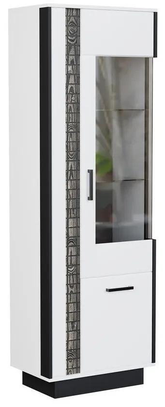 Βιτρίνα Orlando U104, Μαύρο, Άσπρο, Γυαλιστερό λευκό, Με πόρτες, Ο αριθμός των θυρών: 2, 192x64x40cm | Epipla1.gr
