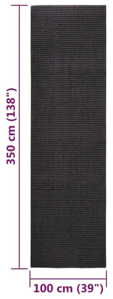 Χαλί Μαύρο 100 x 350 εκ.από Φυσικό Σιζάλ - Μαύρο