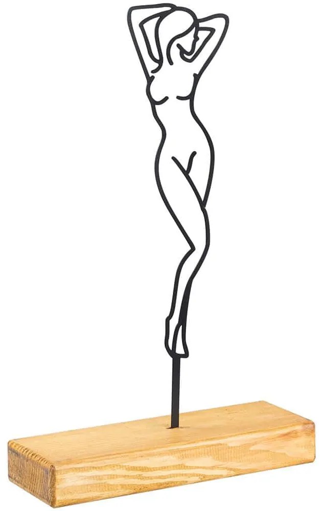 Διακοσμητικό Επιτραπέζιο Woman 565TNL1136 20x4x40cm Natural-Black Aberto Design Metal,Wood