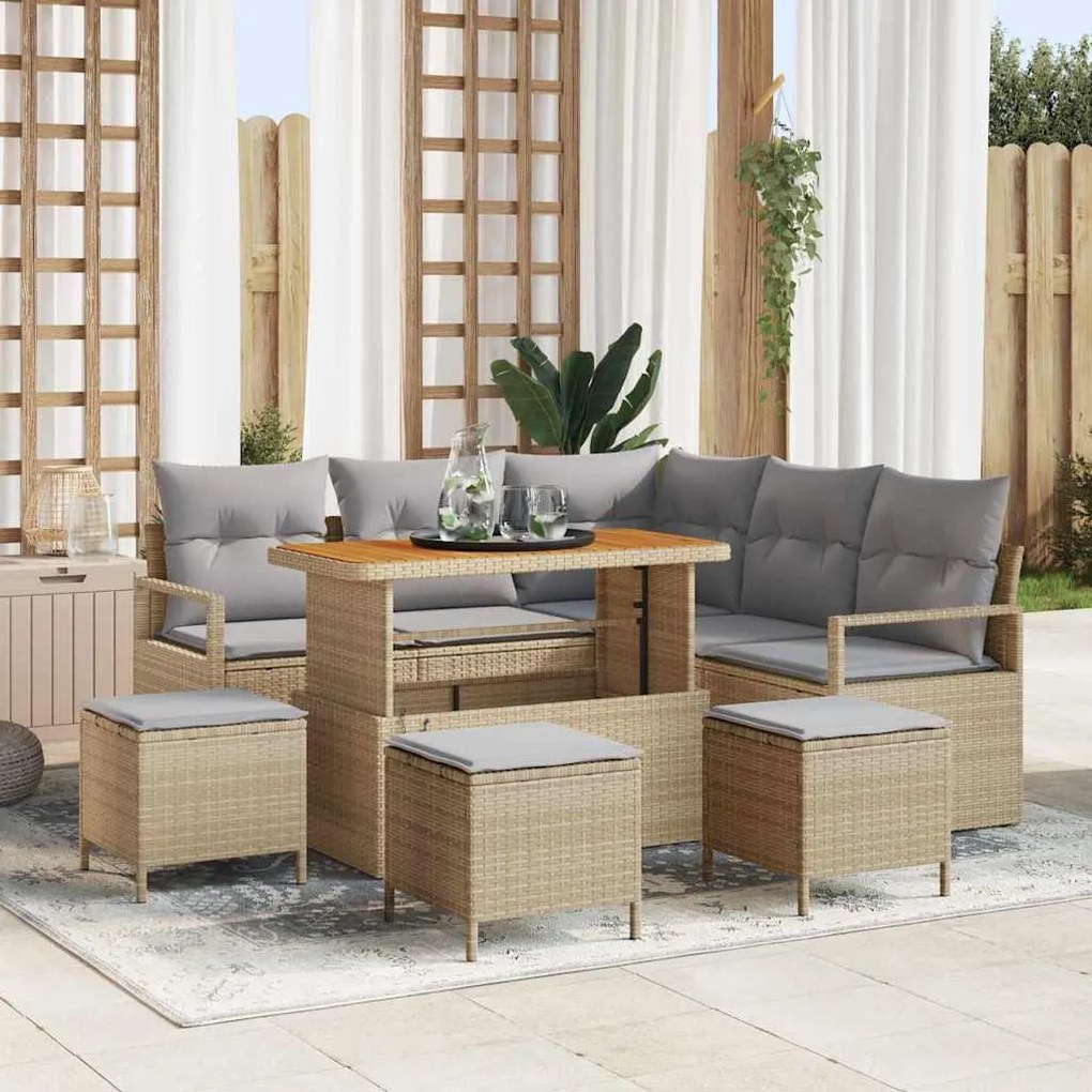 vidaXL Σετ Καναπέ Κήπου 9 pcs Μπεζ, Ανοιχτό Γκρι 110 x 55 x 71 εκ