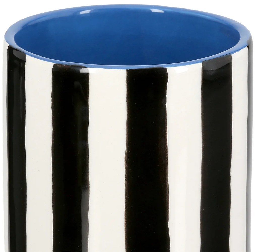 Βάζο Ριγέ Κεραμικό Μαύρο Λευκό D10X13Cm D10X13Cm