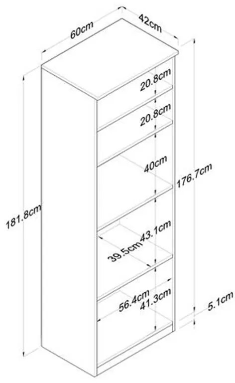 Ραφιέρα επιδαπέδια Rowan λευκό-καρυδί 60x42x182εκ 60x42x182 εκ.