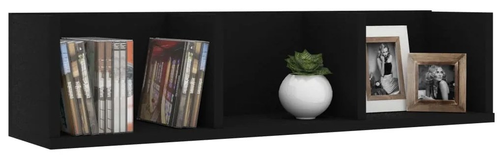 vidaXL Ράφι Τοίχου για CD Μαύρο 75 x 18 x 18 εκ. από Επεξ. Ξύλο