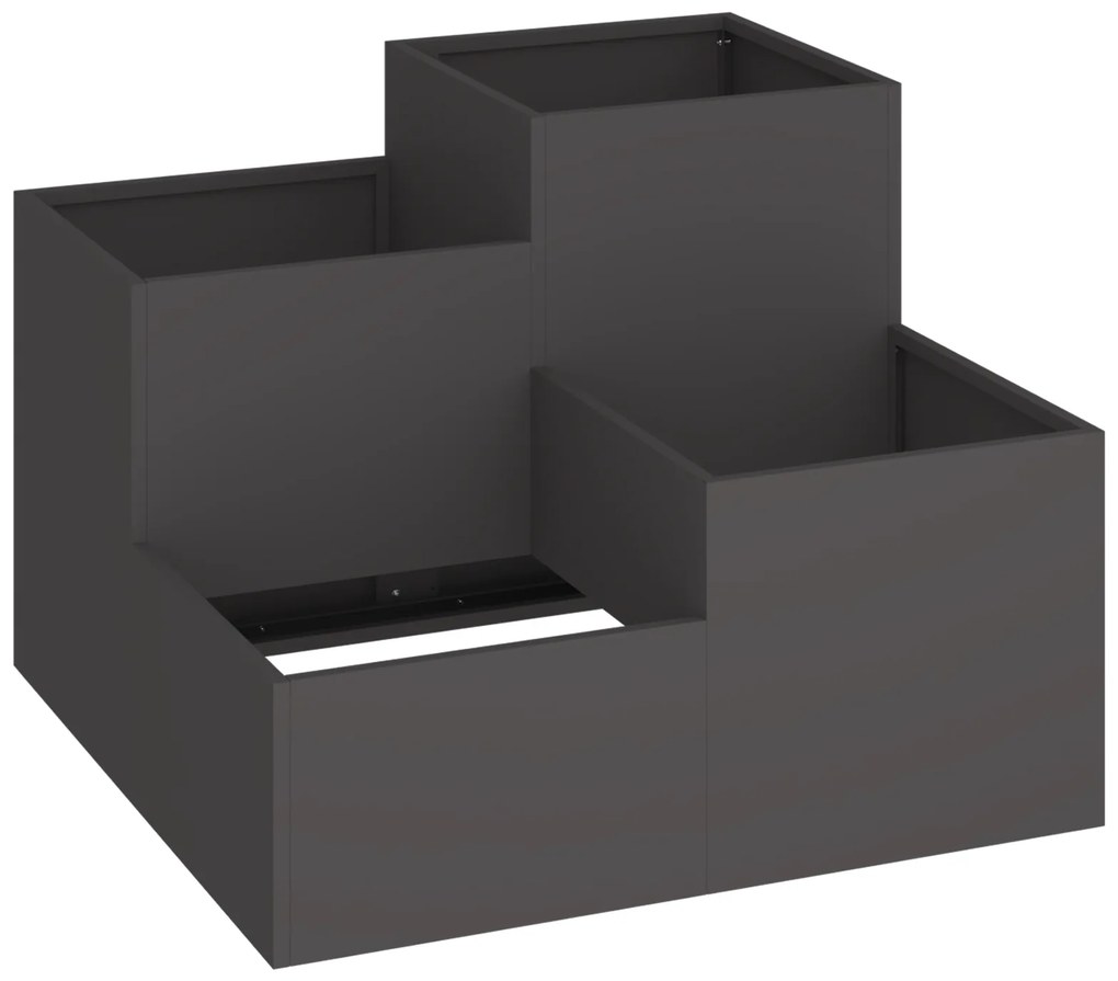 vidaXL Κήπος Γλάστρα 80x80x60 εκ Μαύρο Χάλυβα