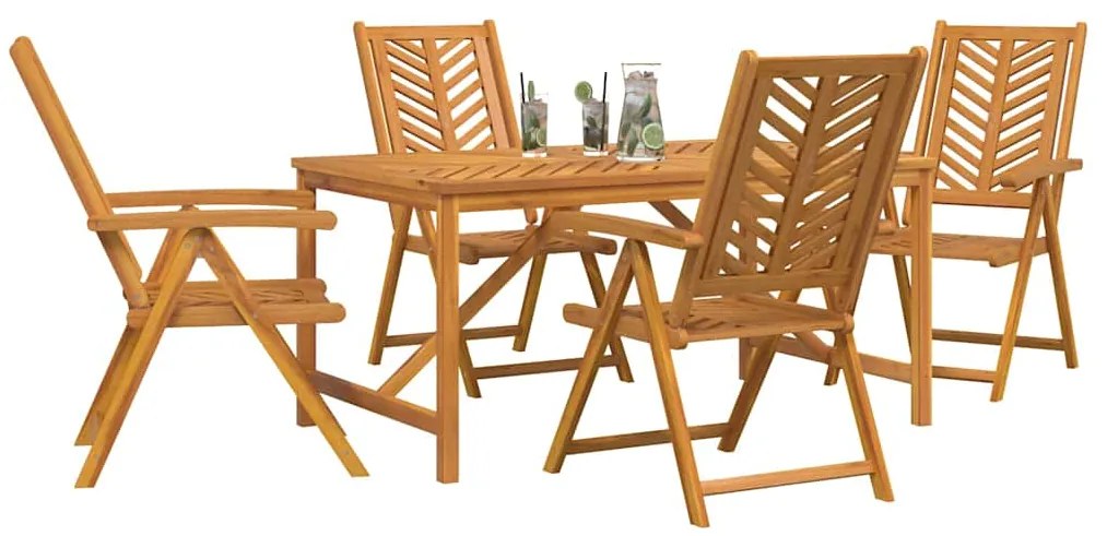 vidaXL Σέτ φαγητού για κήπο 5 pcs Καφέ Στερεό Ξύλο Ακακίας