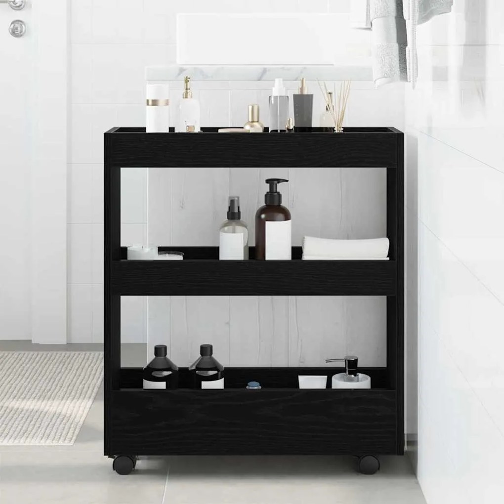 vidaXL Λεπτό Καρότσι Αποθήκευσης Μαύρη Οξυά 60 x 18 x 70 εκ