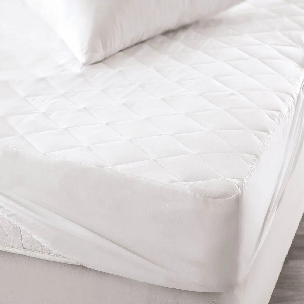 Επίστρωμα Καπιτονέ Με Φούστα 160 White Ρυθμός Queen Size 180x230cm Βαμβάκι-Πολυέστερ