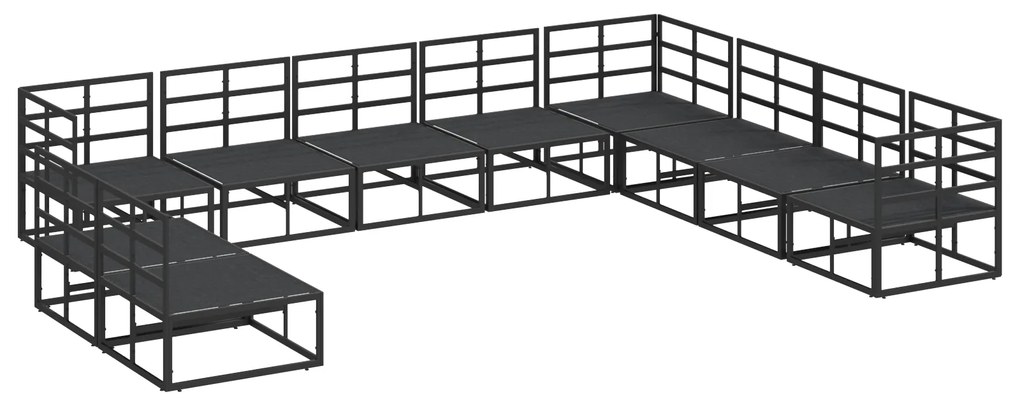 vidaXL Σετ Καναπέ Κήπου 10 pcs Μαύρο 353 x 283 x 71 εκ. Αλουμίνιο