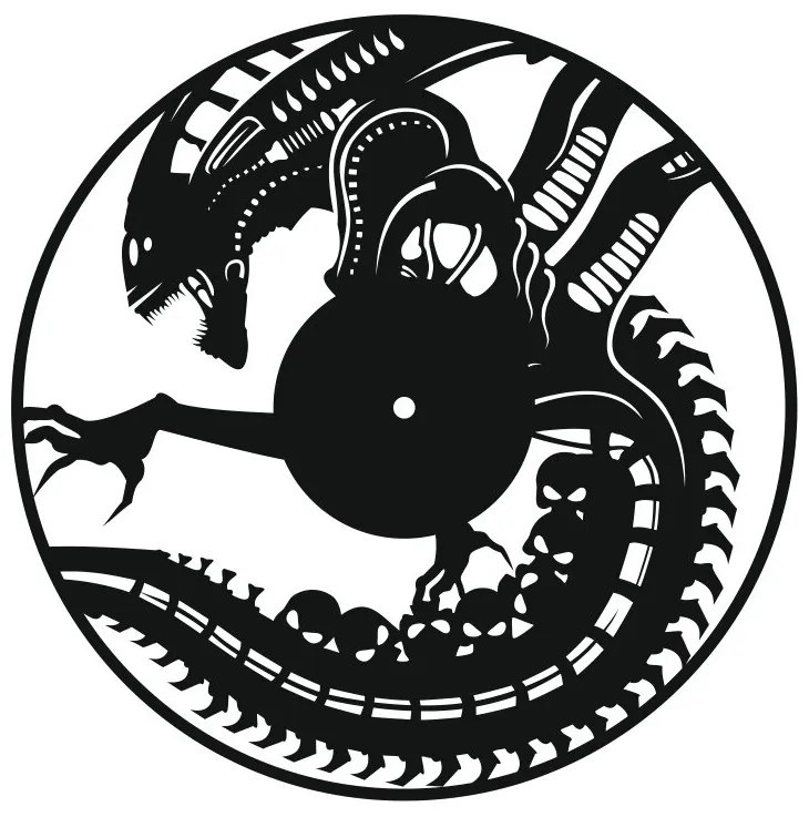 Intra απο ξύλο plywood 3mm-4mm πάχος - Πρότυπο ρολογιού τοίχου δίσκων βινυλίου εξωγήινων Δίασταση 30x30 cm Intraeaxys-d1lvxygo