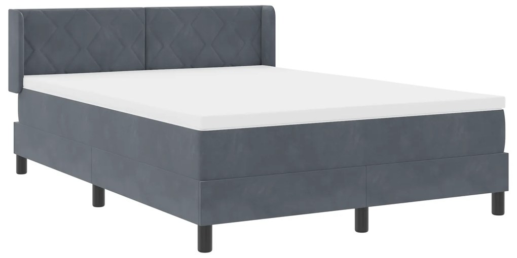 vidaXL Κρεβάτι Box Spring με Στρώμα Σκούρο Γκρι 160x200 εκ Βελούδο