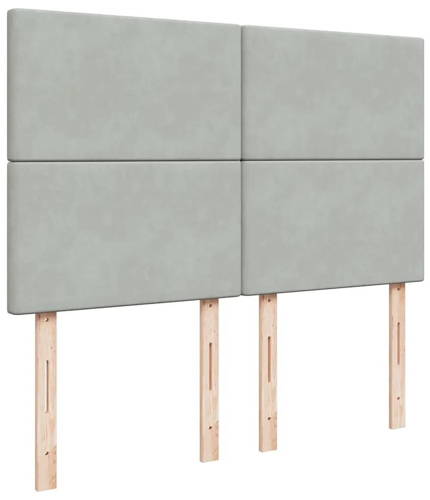 vidaXL Κρεβάτι Boxspring με Στρώμα Ανοιχτό Γκρι 140x200 εκ. Βελούδινο